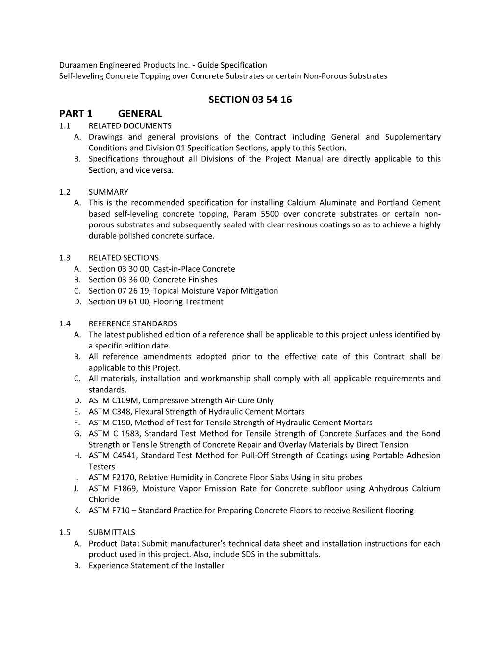 Duraamen Engineered Products Inc. - Guide Specification