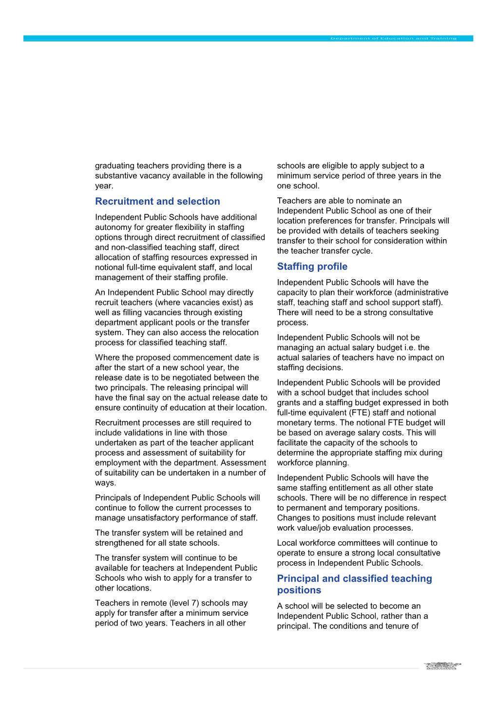 Independent Public Schools - Human Resources Fact Sheet