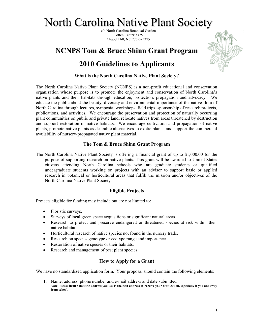 Application for a Grant