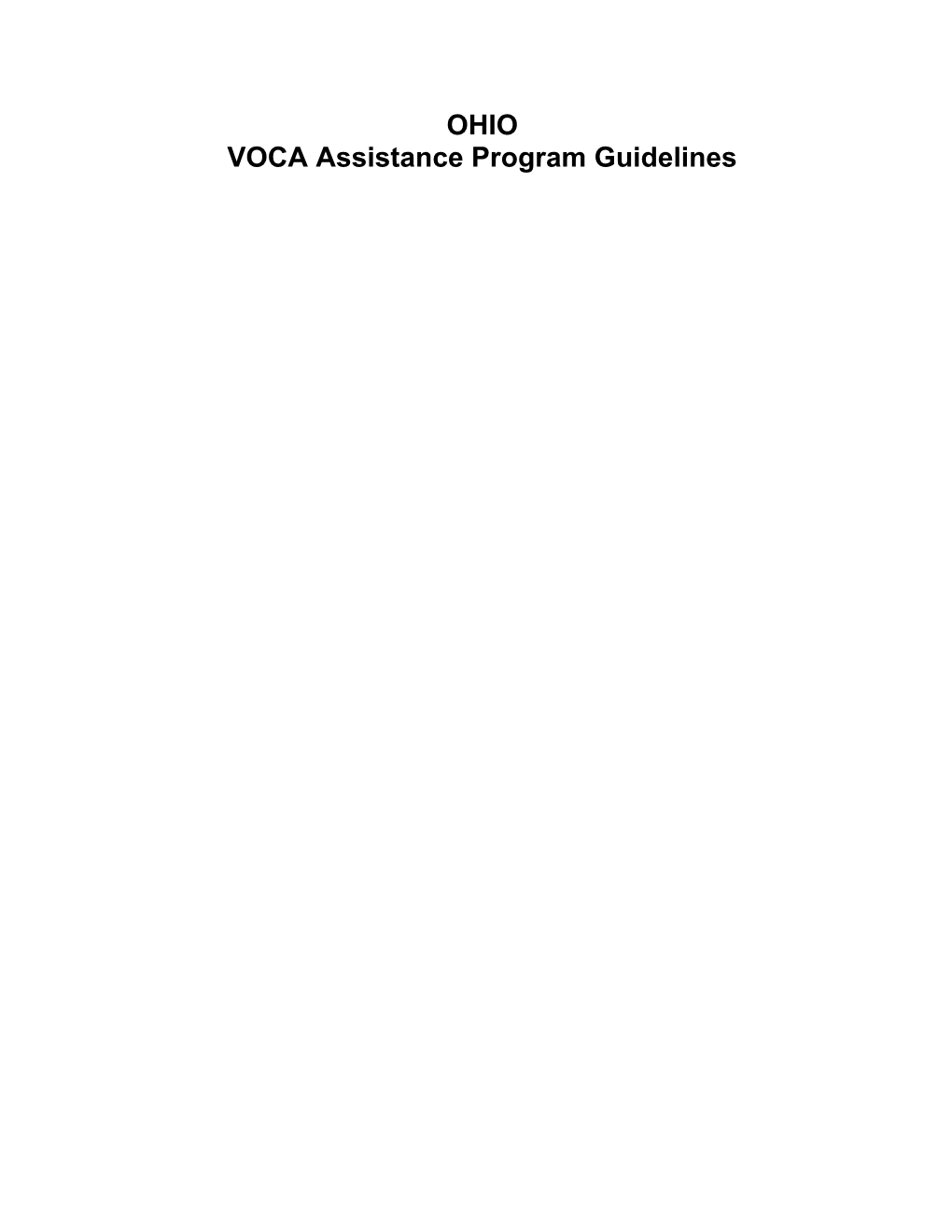 VOCA Assistance Program Guidelines TABLE of CONTENTS