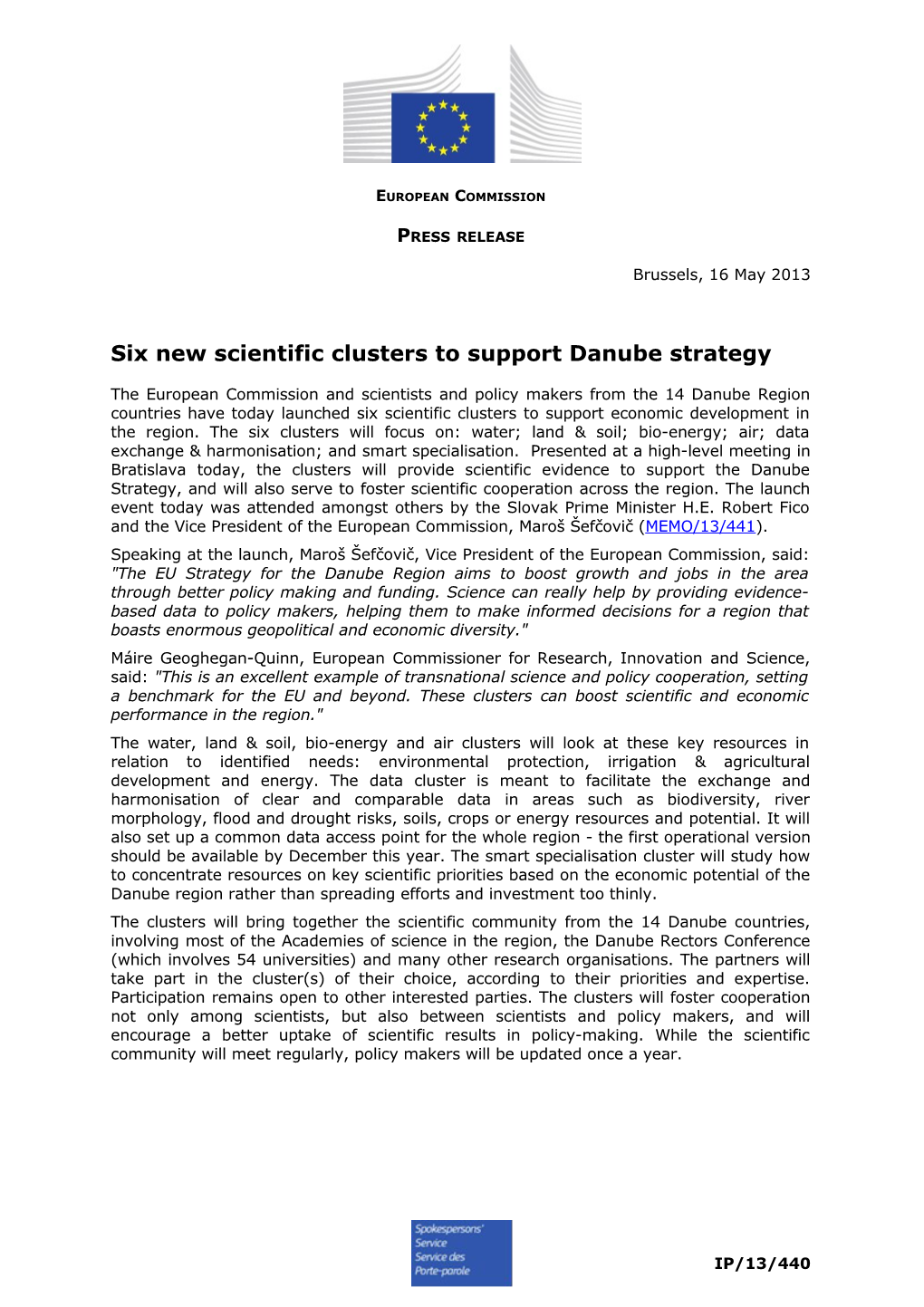 Six New Scientific Clusters to Support Danube Strategy