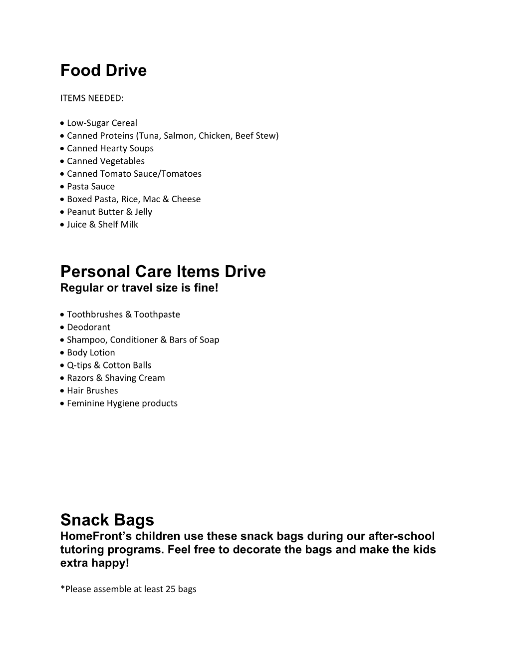Here Are a Few Suggestions for Starting and Organizing a Drive