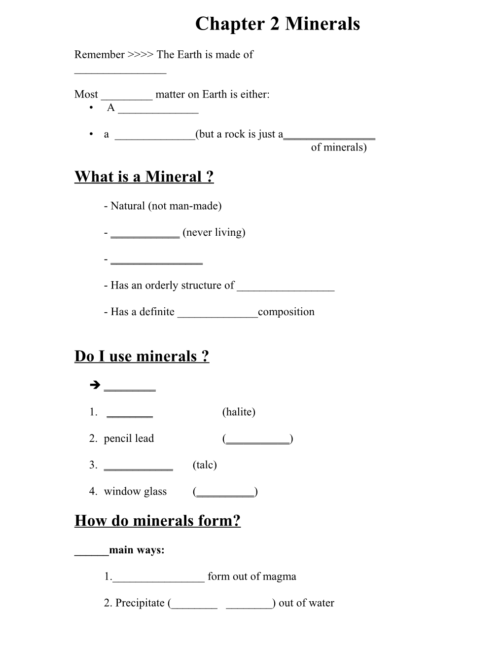 Chapter 2 Minerals