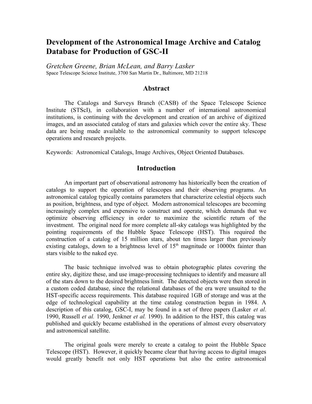 Celestial Mapping with Persistent Objects Using The