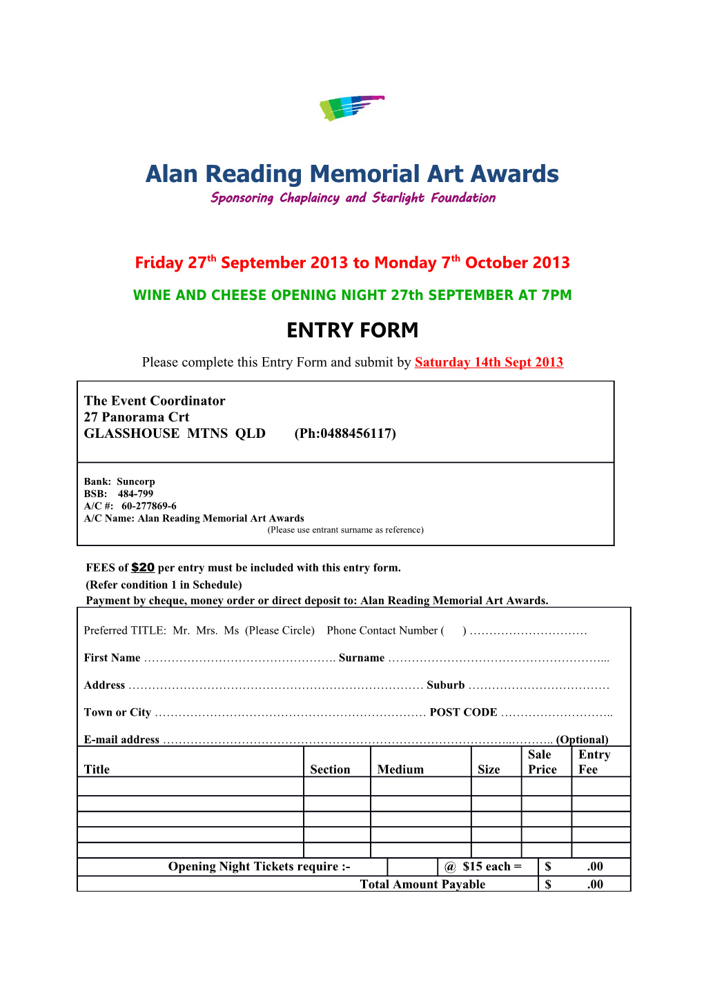 Alan Reading Memorial Art Awards