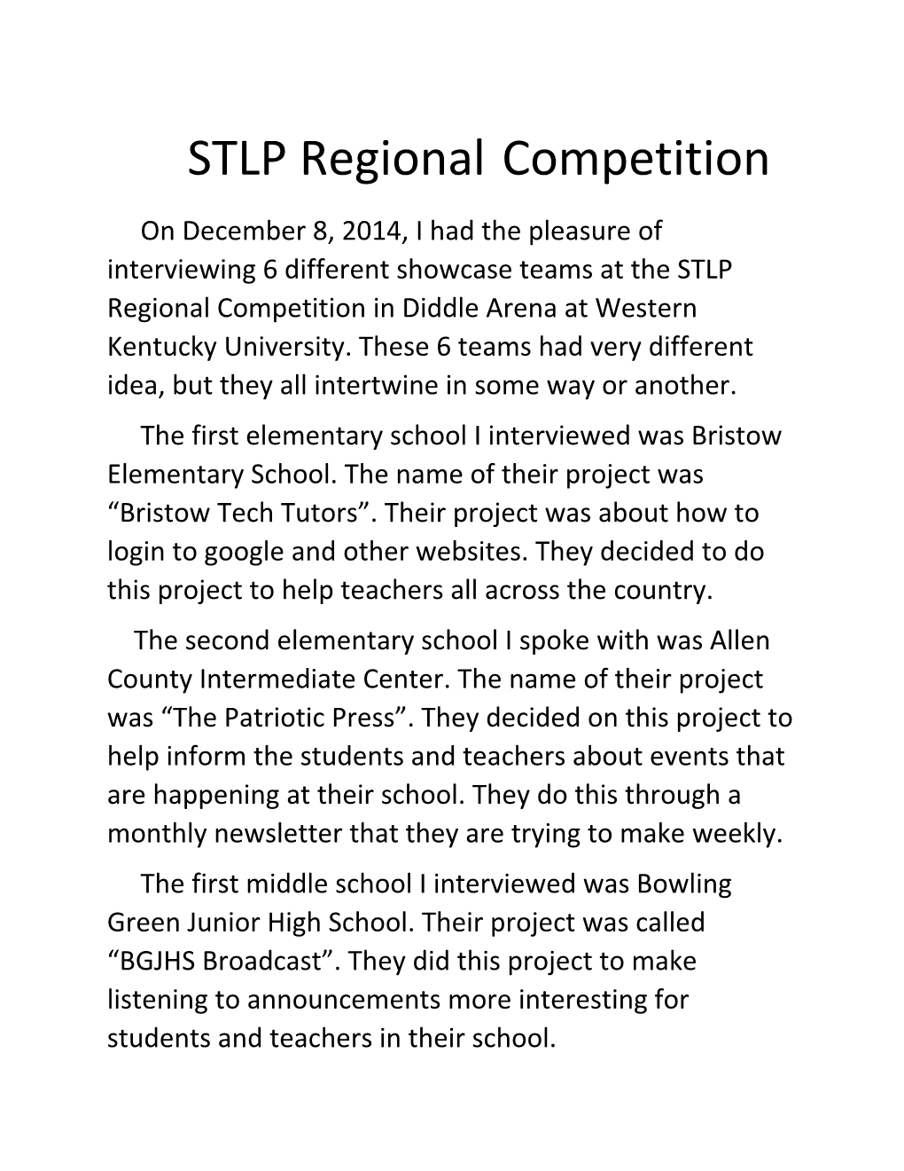 STLP Regional Competition