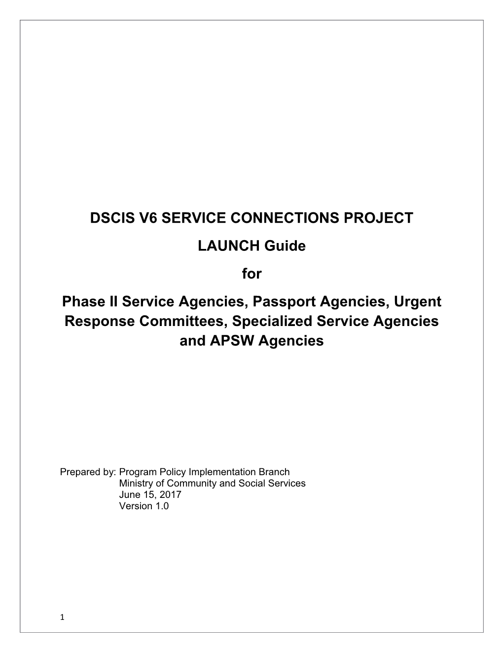 Dscis V6 Service Connections Project