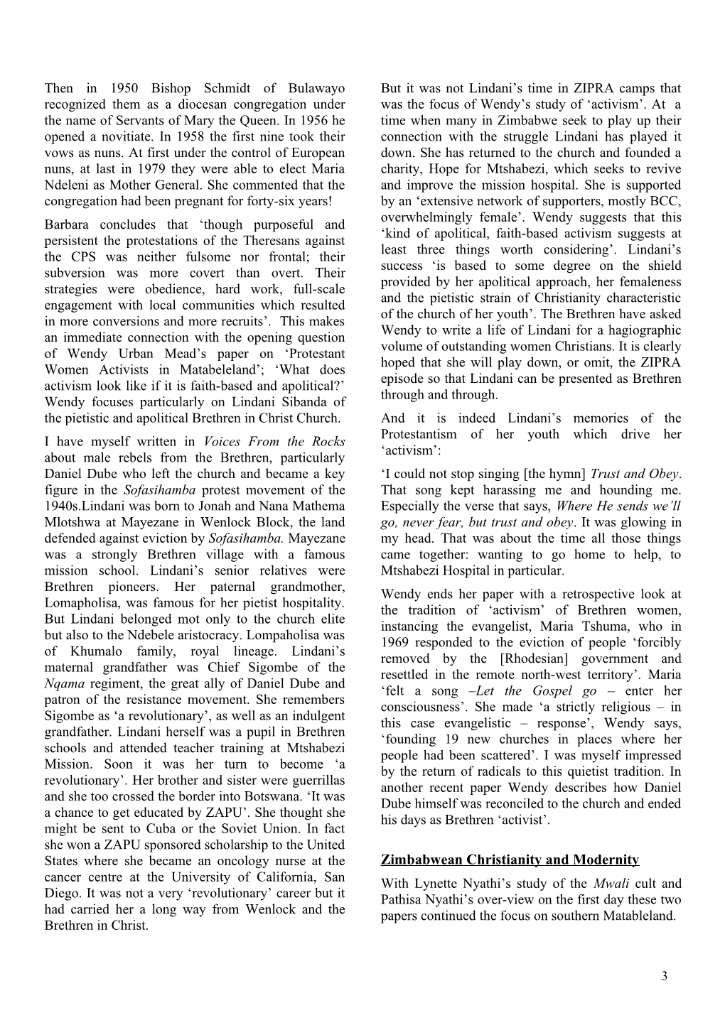 Incorporating the Newsletter of the Britainzimbabwe Society