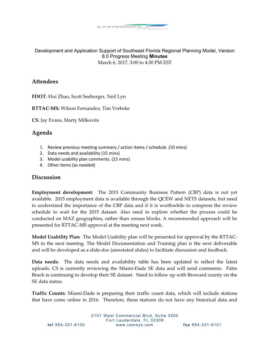 Development and Application Support of Southeast Florida Regional Planning Model, Version