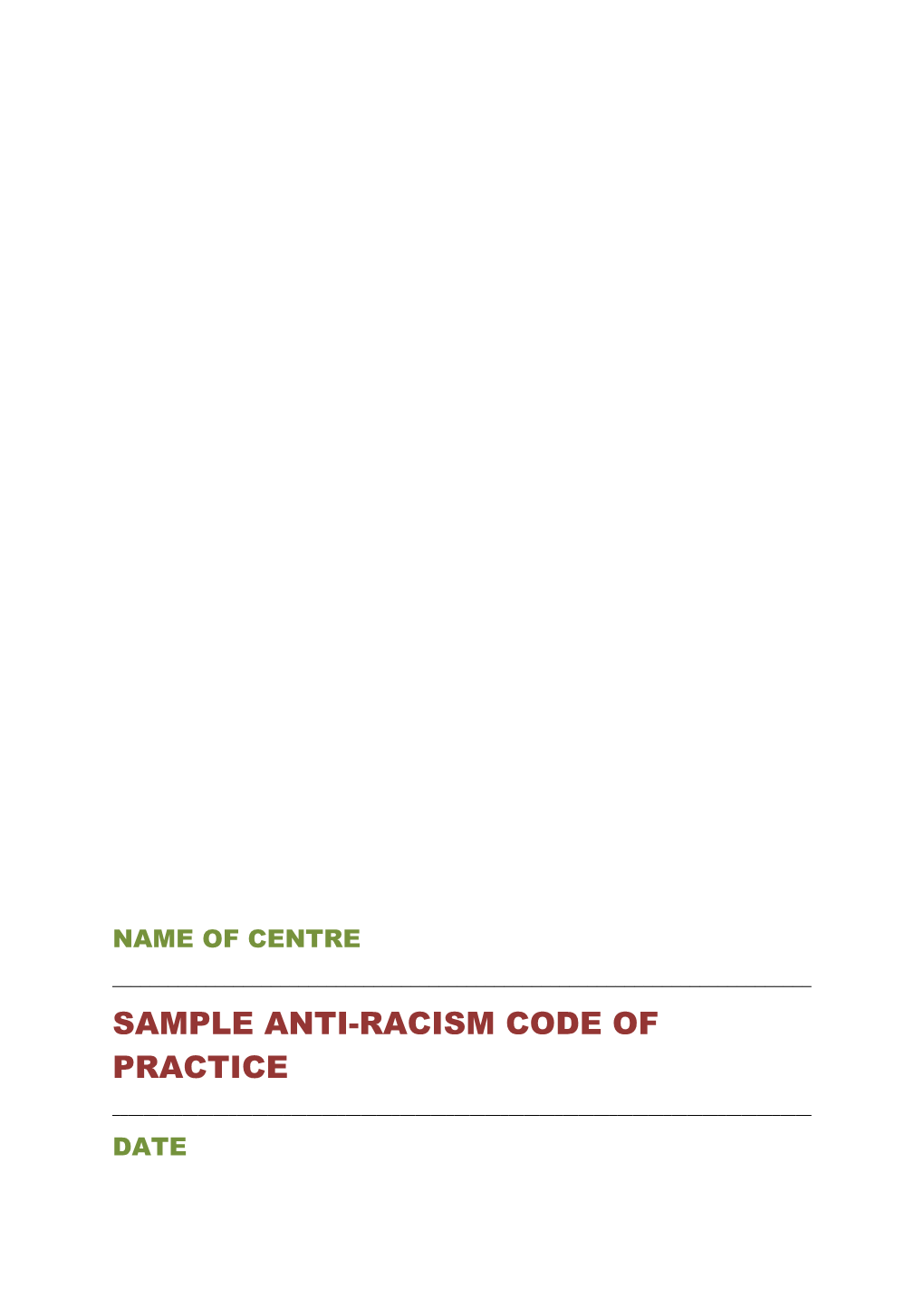 Sample Anti-Racism Code of Practice