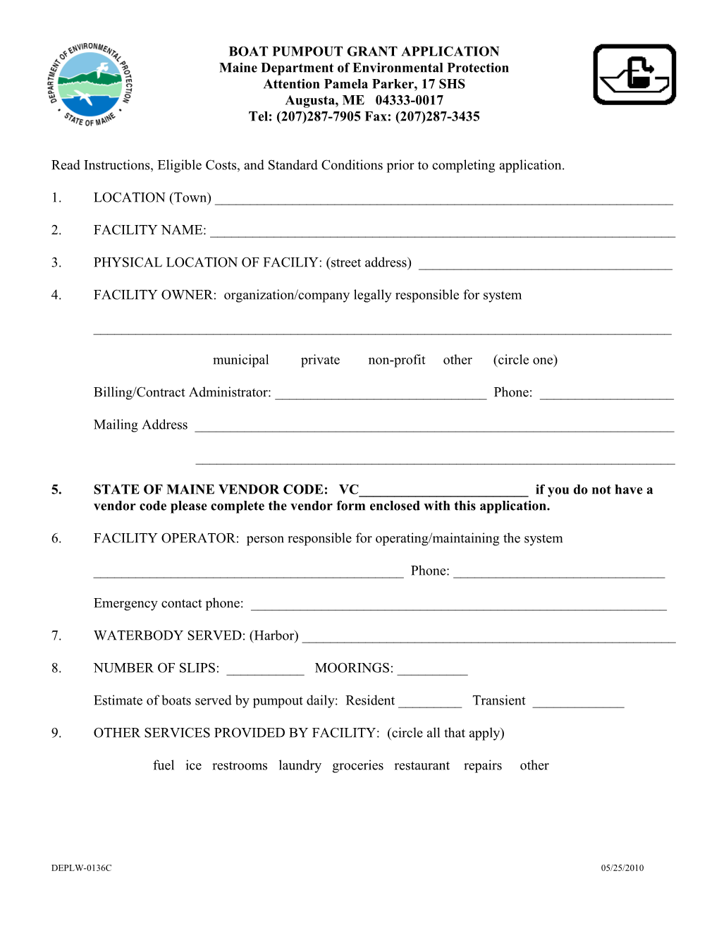 Boat Pump-Out Grant Application