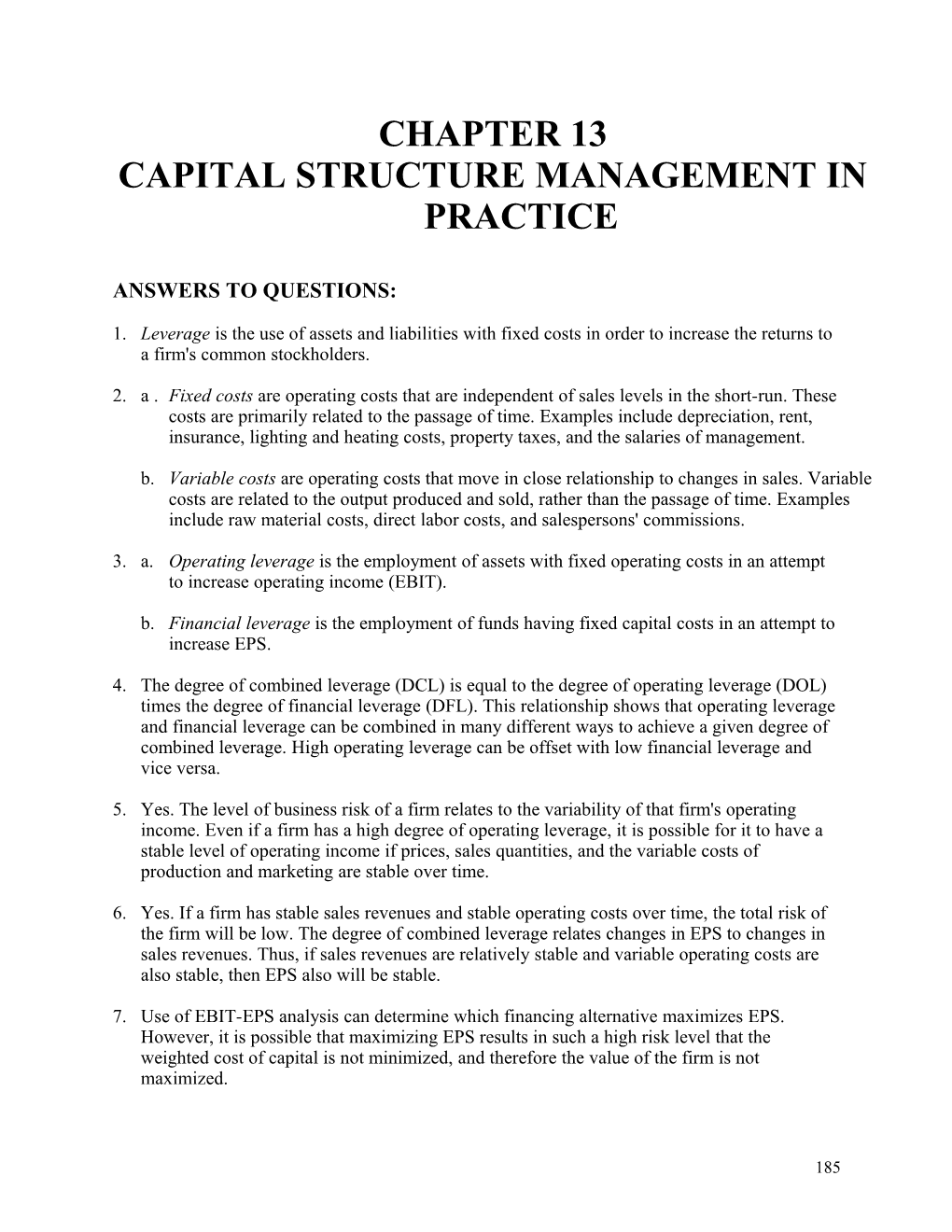 Capital Structure Management in Practice