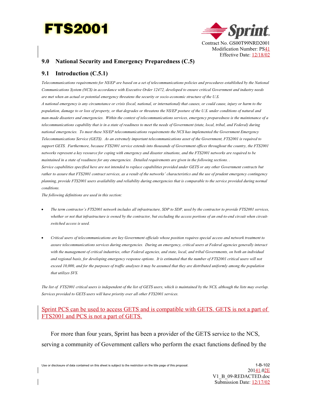 9.0National Security and Emergency Preparedness (C.5)