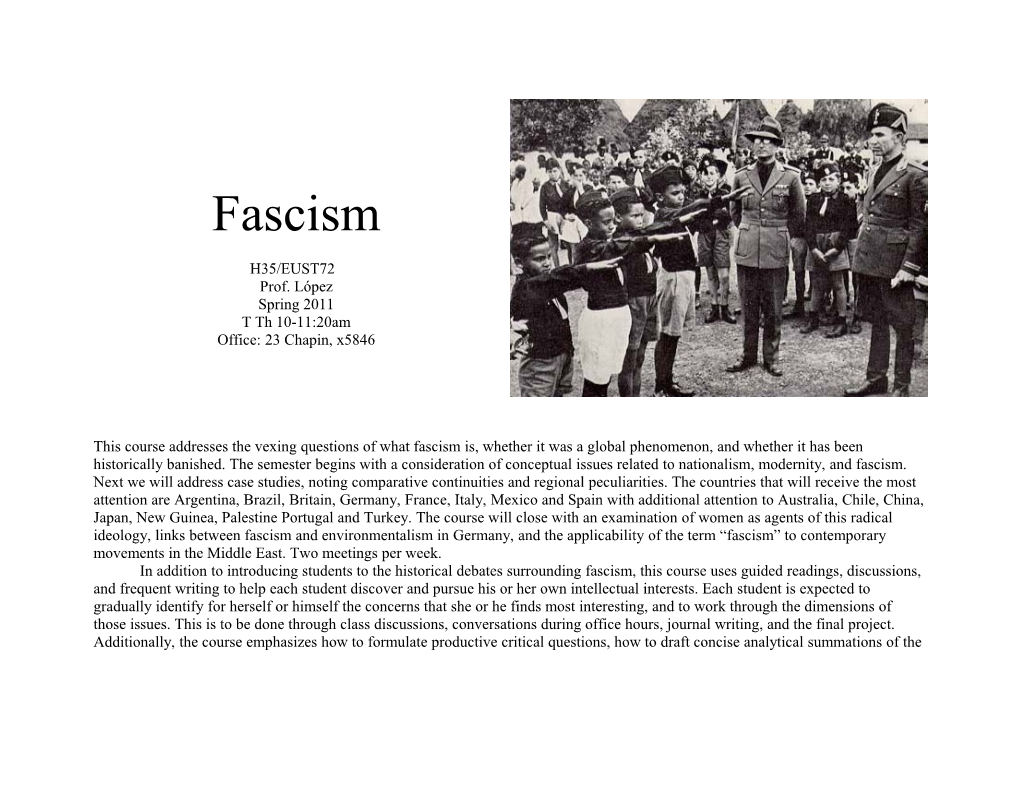 Fascism: a Comparative Research Seminar