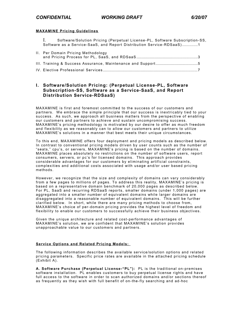 MAXAMINE Pricing Methodology