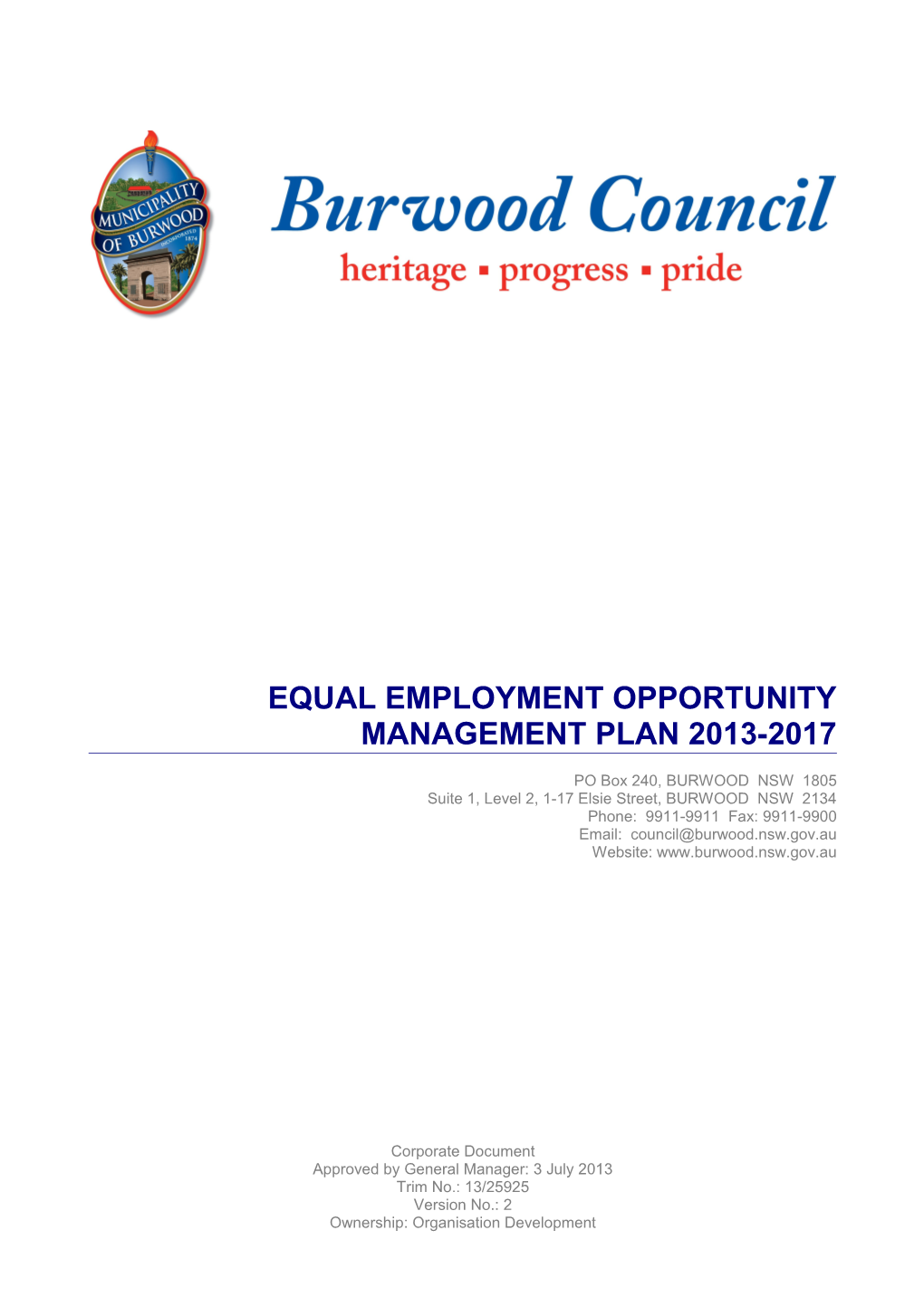 Equal Employment Opportunity Management Plan 2013-2017