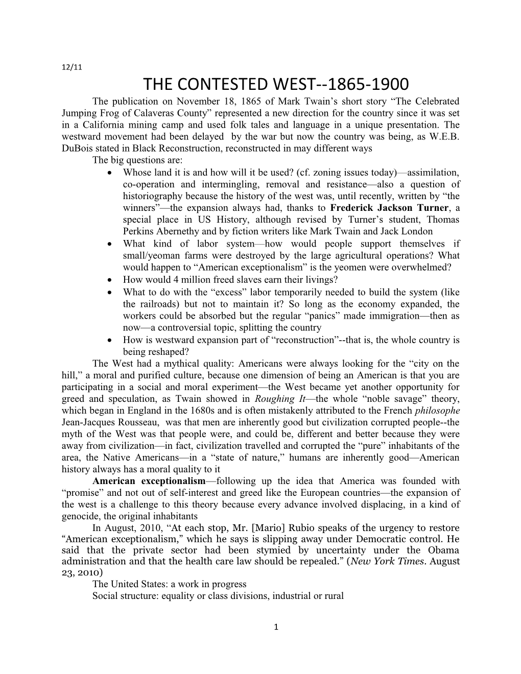 The Contested West 1865-1900