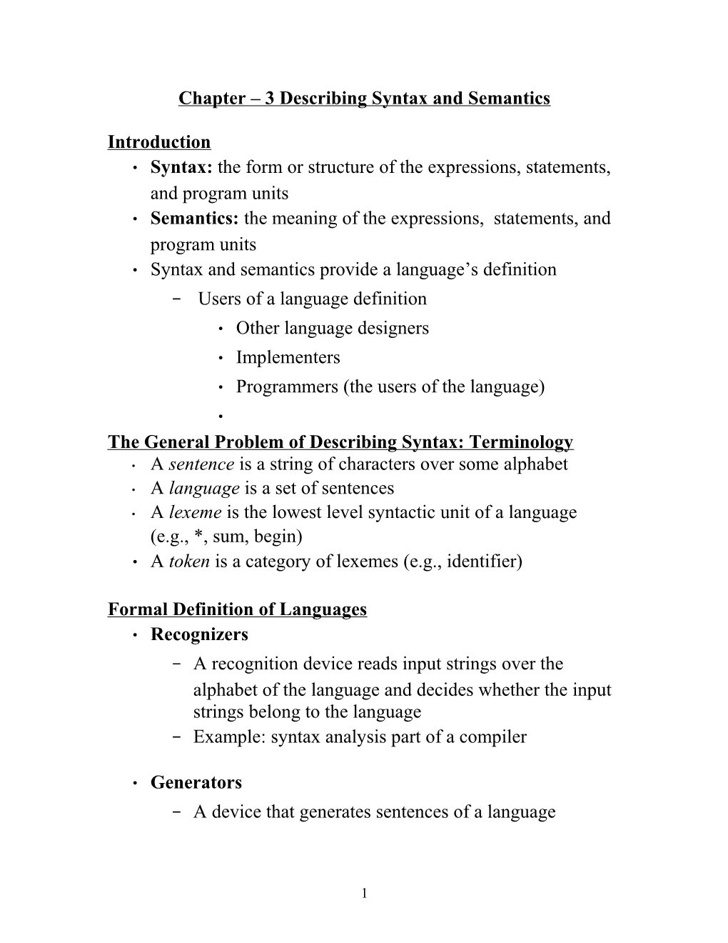 Describing Syntax and Semantics