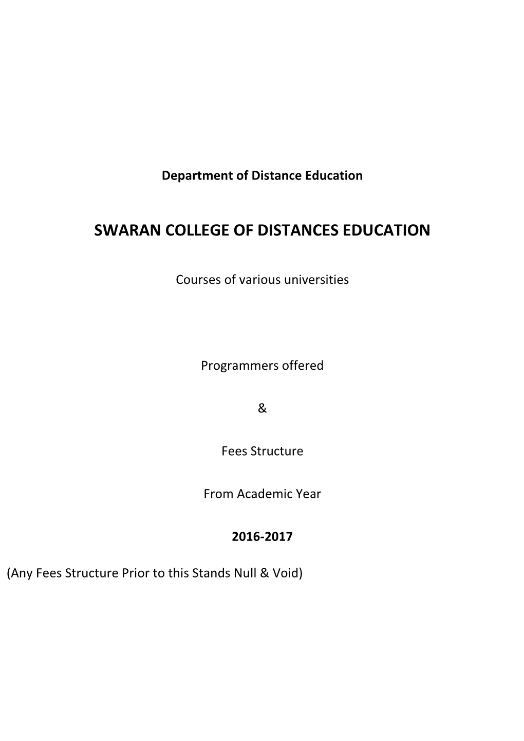 Swaran College of Distances Education