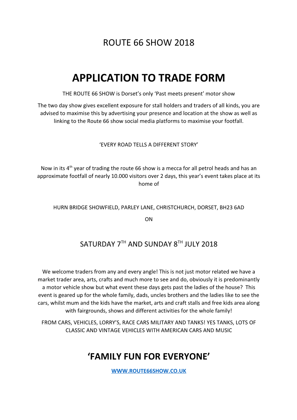 Application to Trade Form