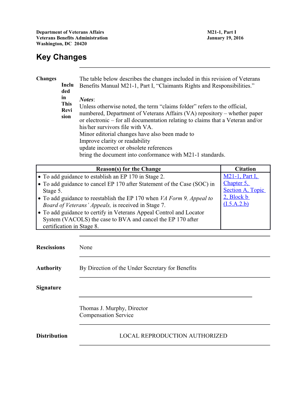 Department of Veterans Affairsm21-1, Part I