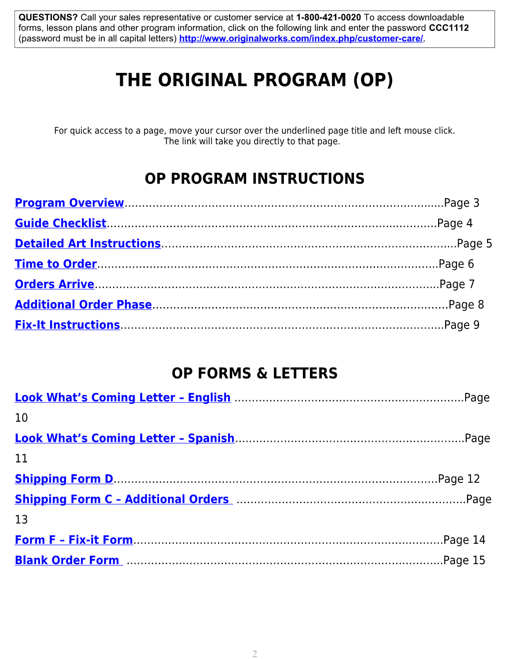 OP Guide Checklist