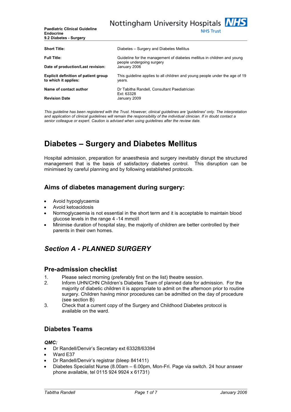 Diabetes Surgery and Diabetes Mellitus