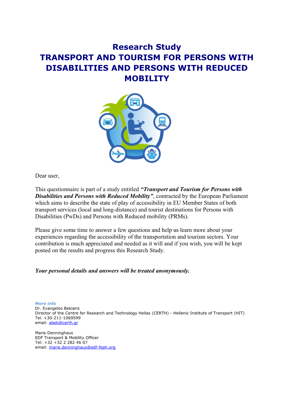 ACCESSIBILITY RESEARCH STUDY Description of Users Needs