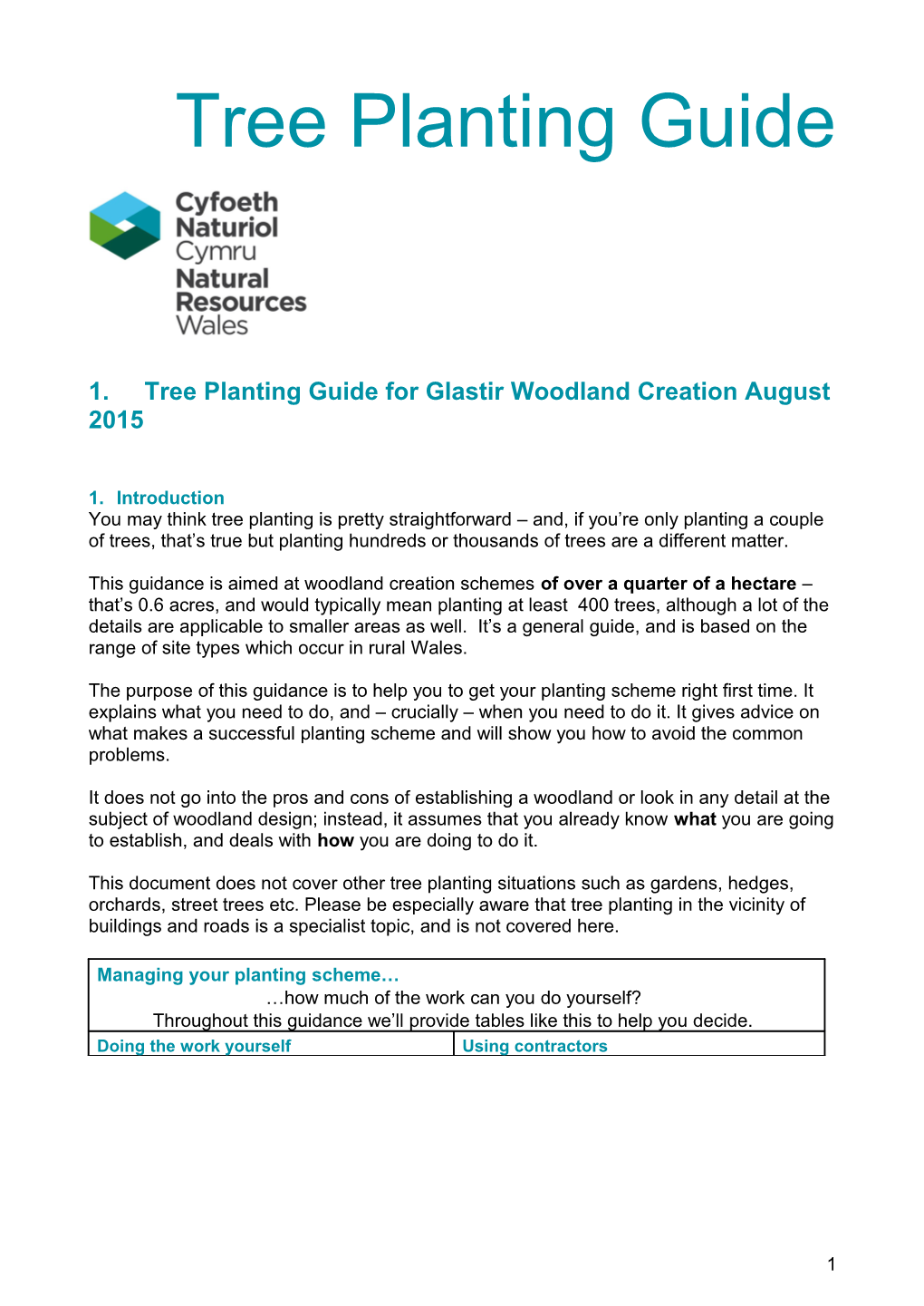 Tree Planting Guide for Glastir Woodland Creation August 2015