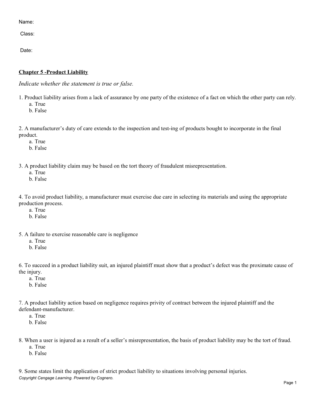 Chapter 5 -Product Liability