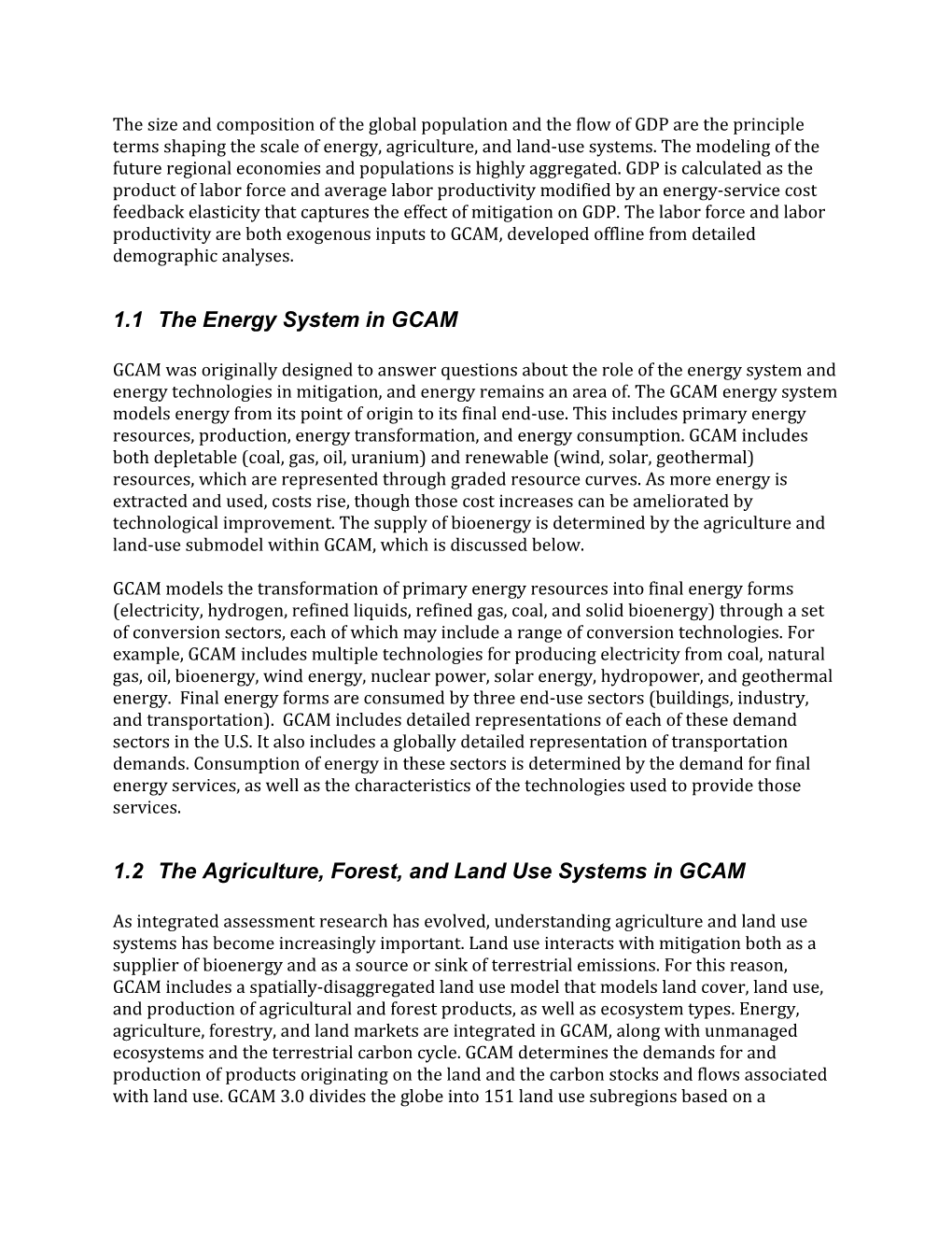 1 the GCAM Integrated Assessment Model