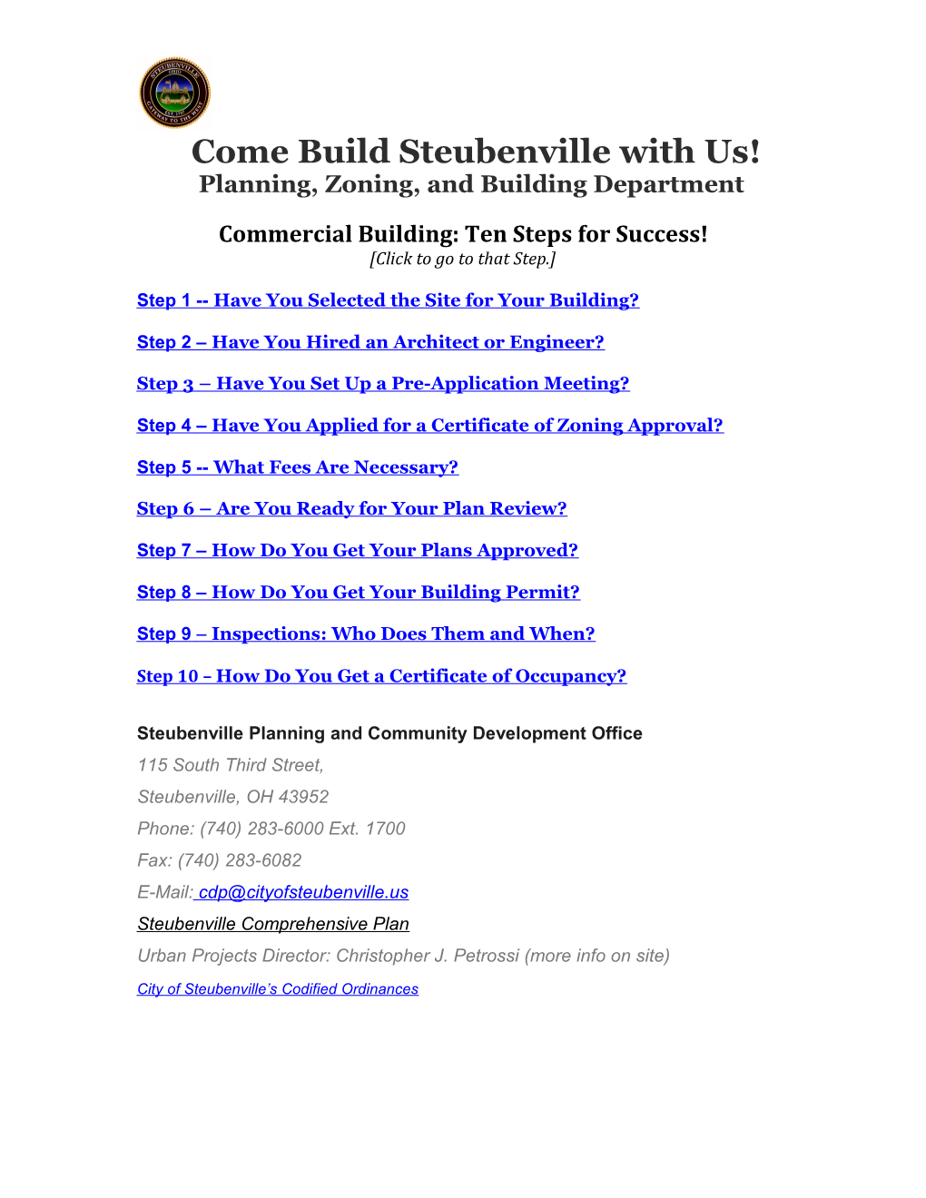 Come Build Steubenville with Us!