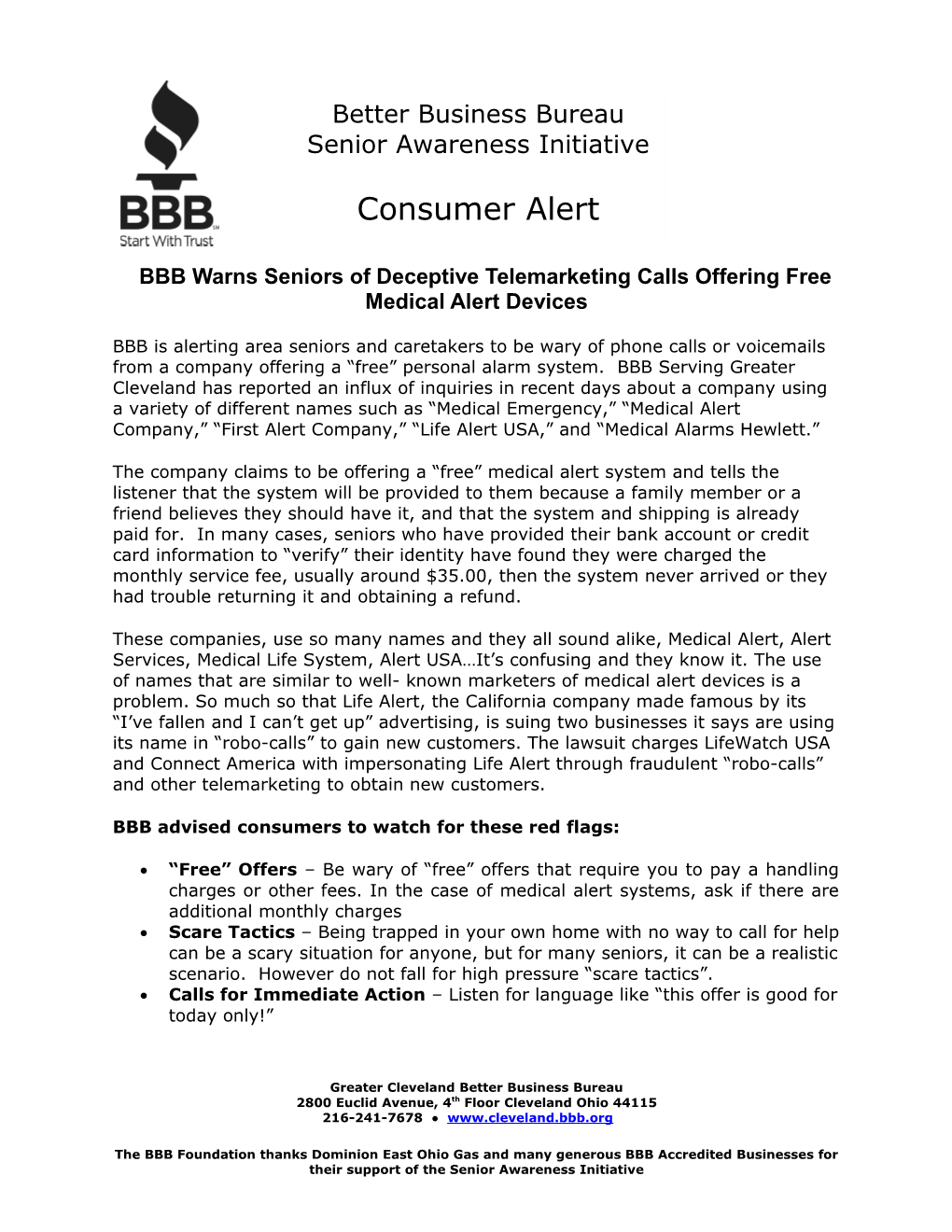 BBB Advised Consumers to Watch for These Red Flags