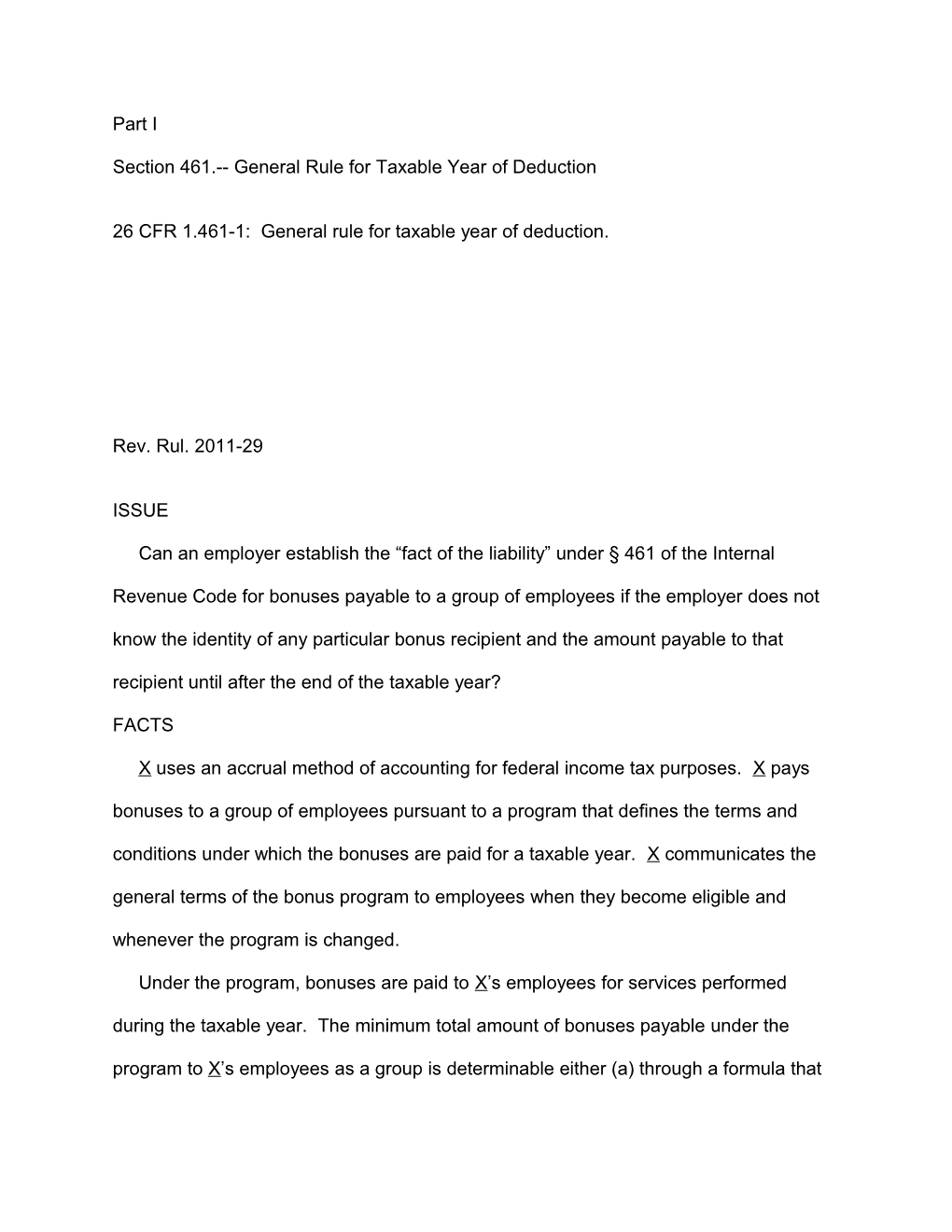 Section 461. General Rule for Taxable Year of Deduction