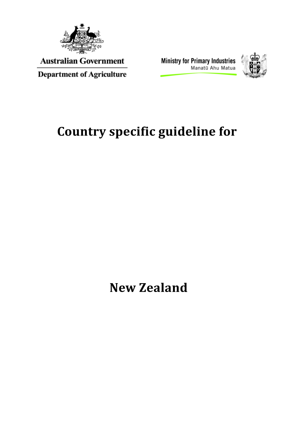 Country Specific Guidelinefor New Zealand