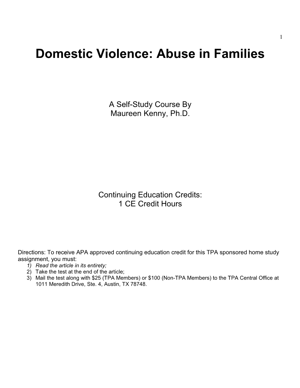 Domestic Violence : Types of Abuse