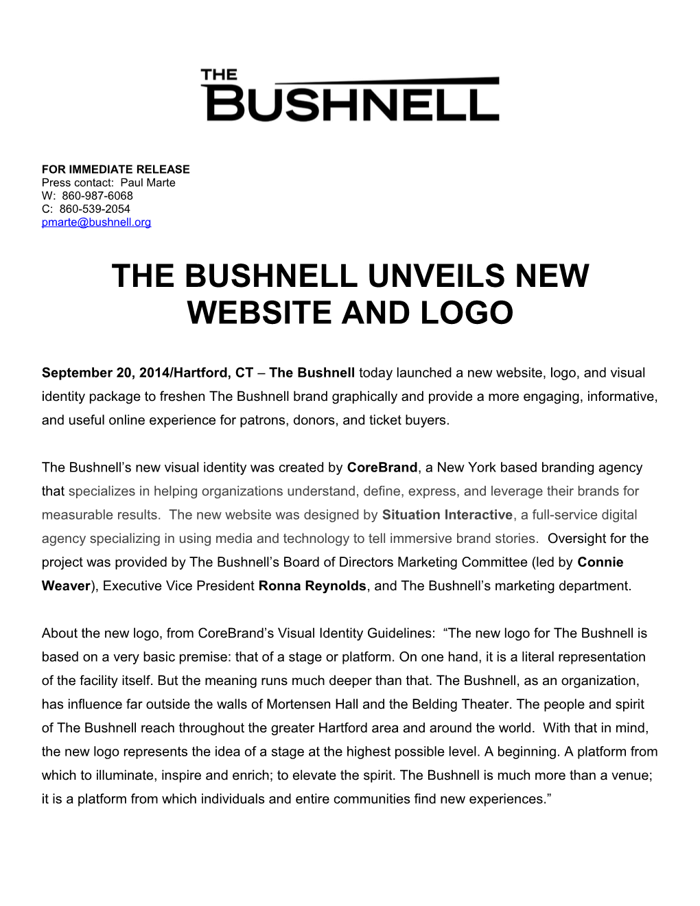 The Bushnell Unveils New Website and Logo