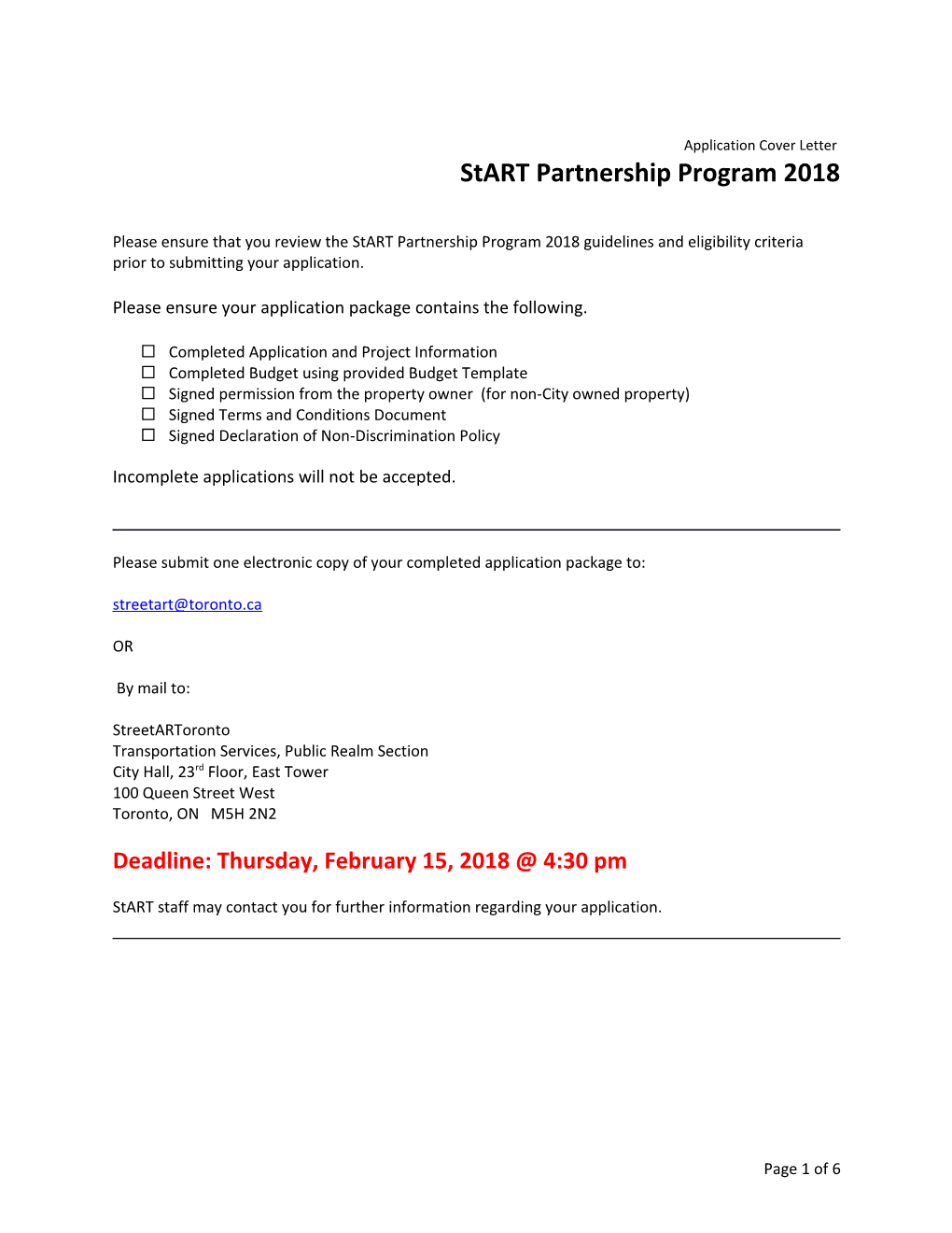 Start Partnership Program 2018