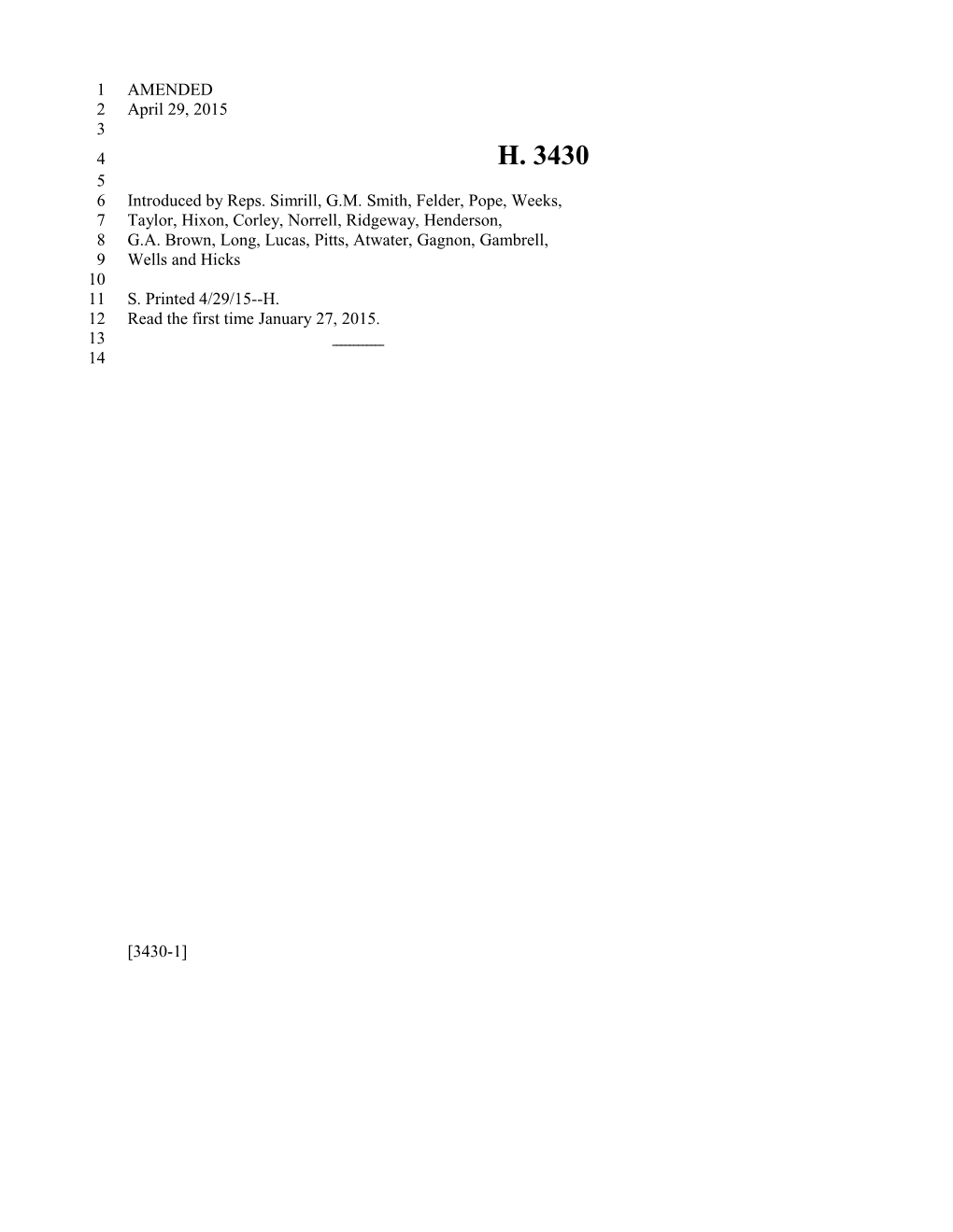 2015-2016 Bill 3430 Text of Previous Version (Apr. 29, 2015) - South Carolina Legislature Online