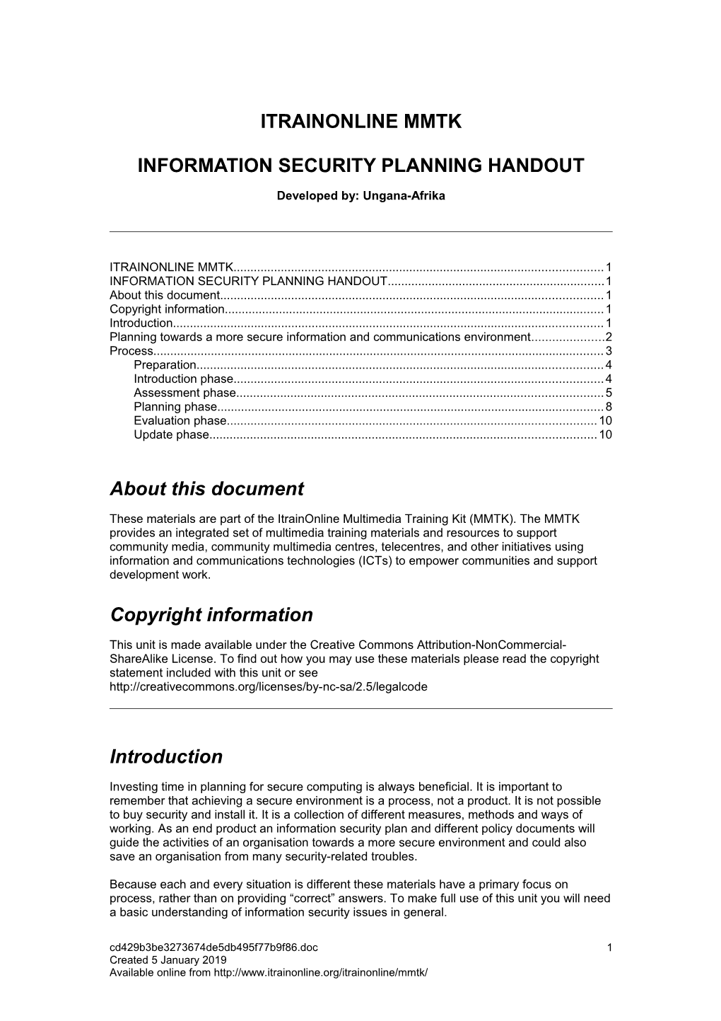 Information Security Planning Handout