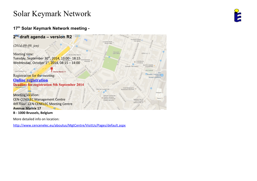 17Th Solar Keymark Network Meeting