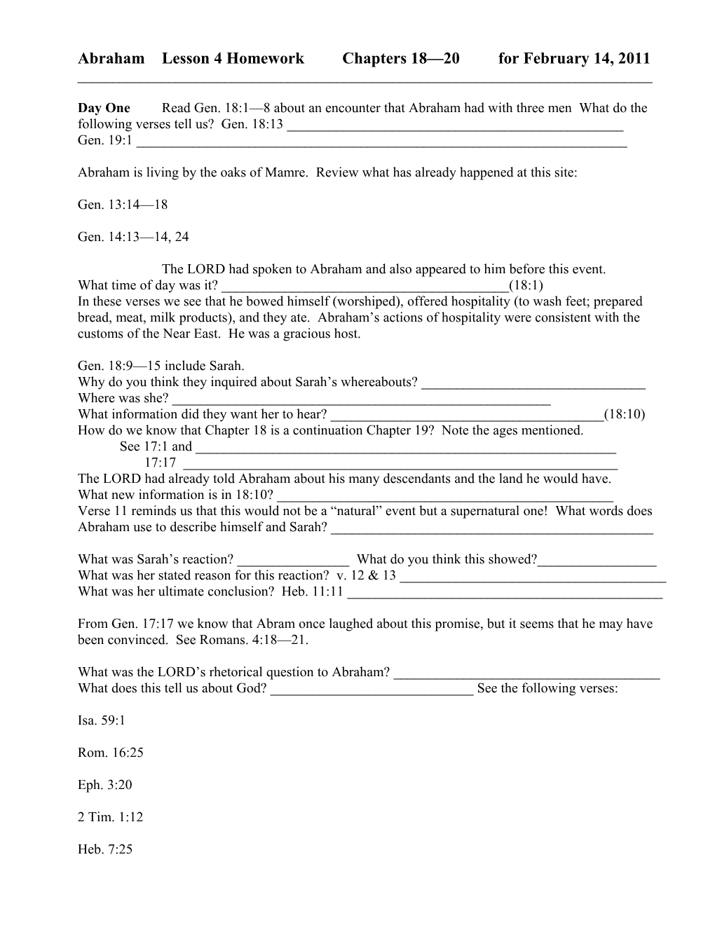 Abrahamlesson 4 Homework Chapters 18 20 for February 14, 2011