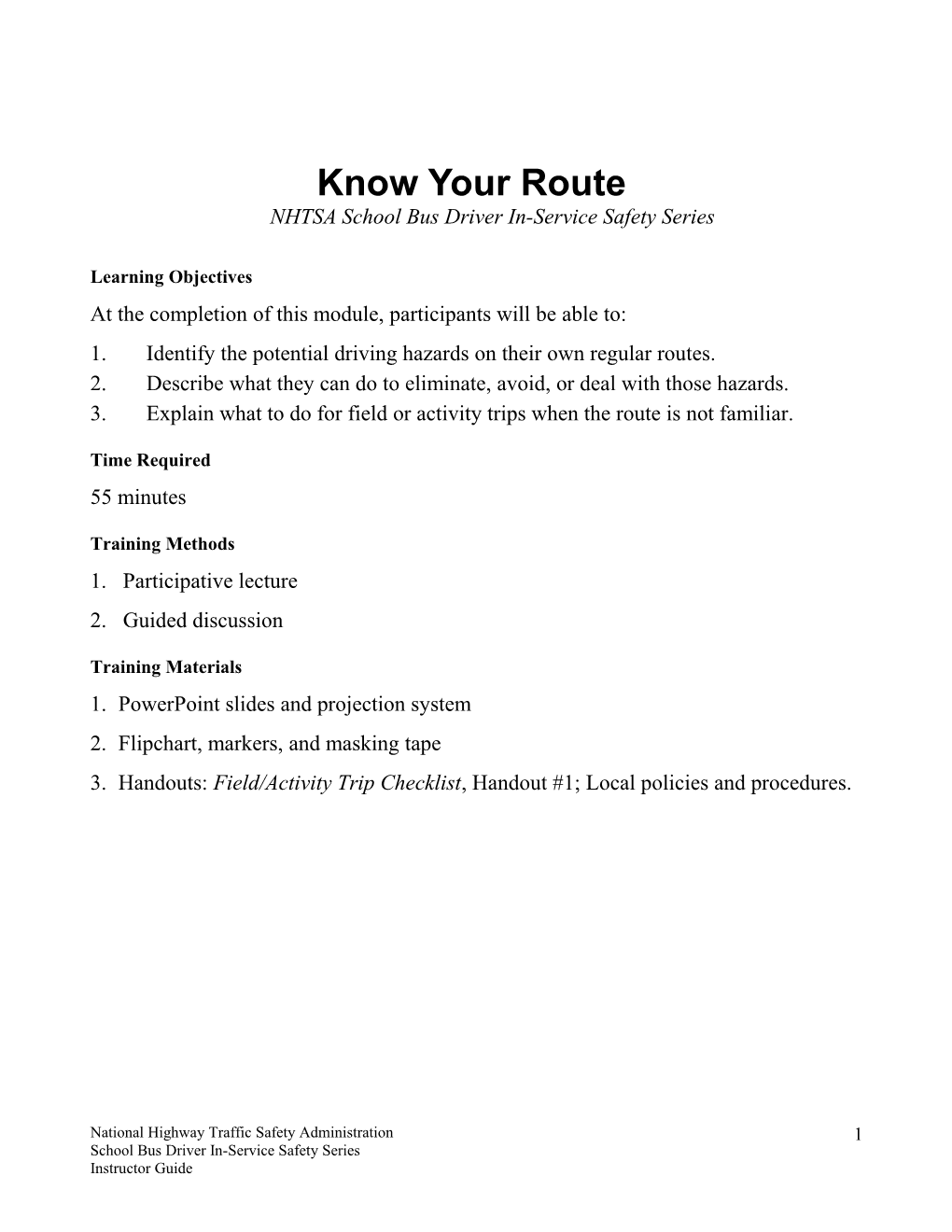 Know Your Routenhtsaschool Bus Driver In-Service Safety Series