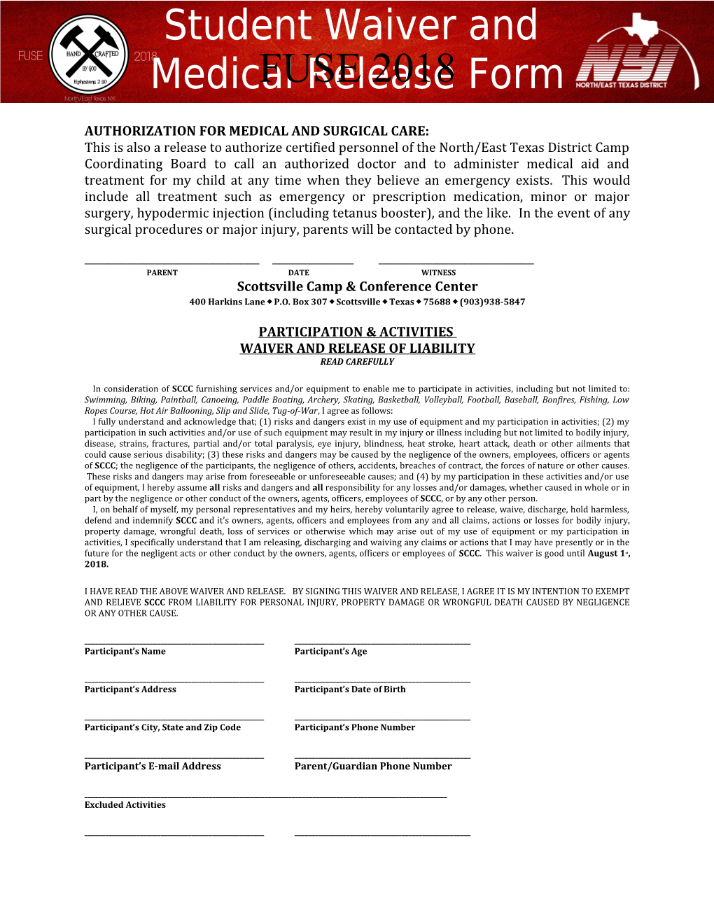 Authorization for Medical and Surgical Care