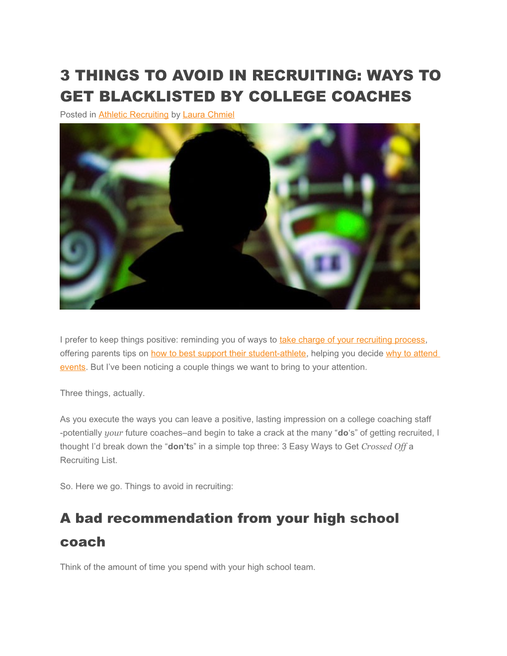 3 Things to Avoid in Recruiting: Ways to Get Blacklisted by College Coaches