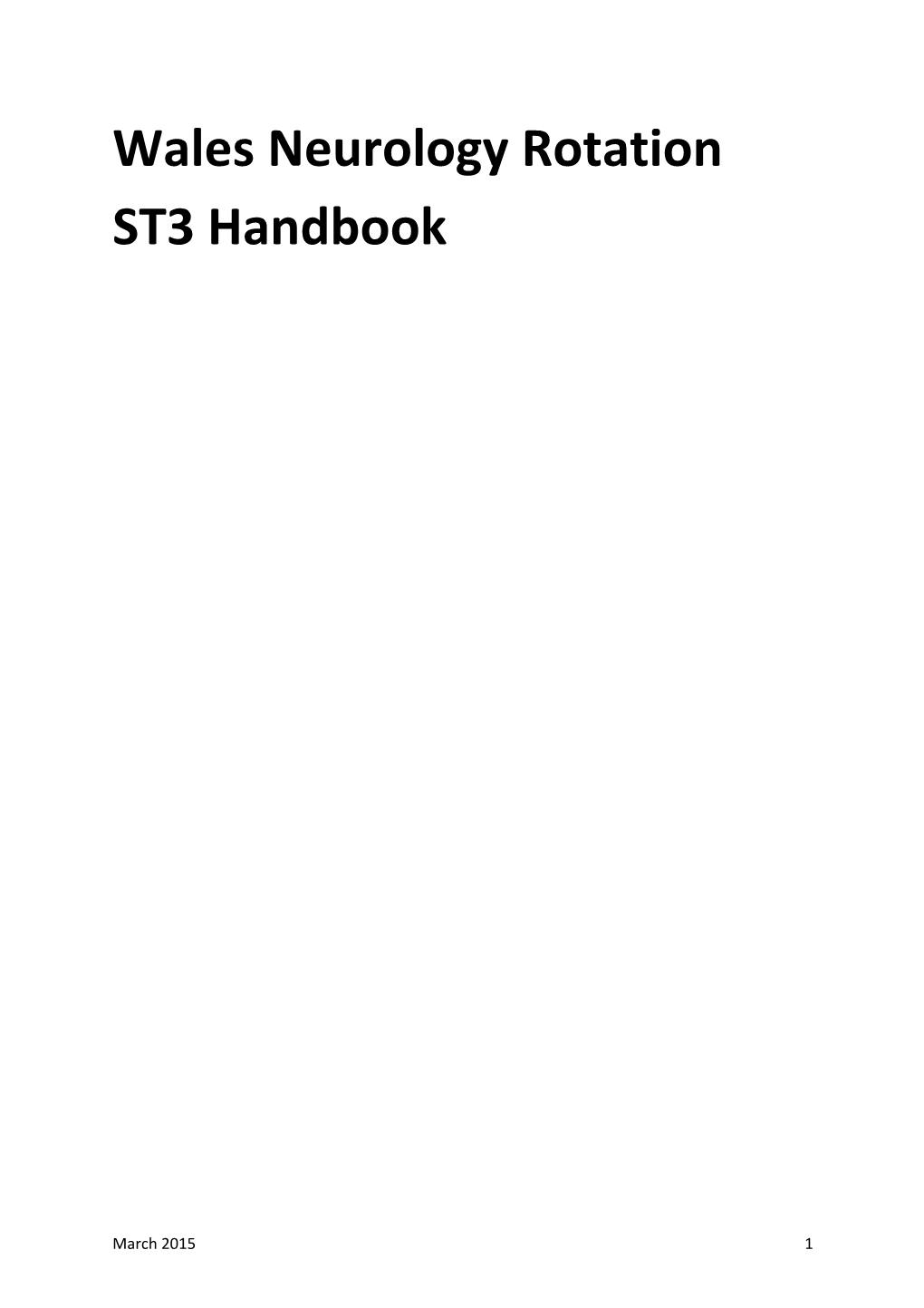 Wales Neurology Rotation ST3 Handbook