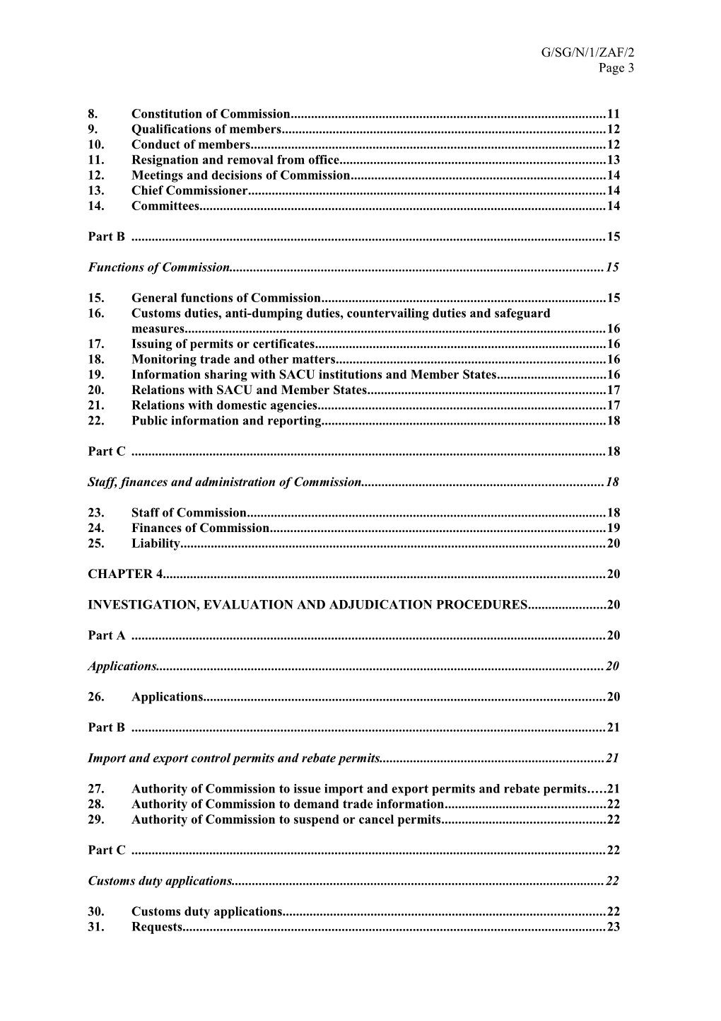 Notifications of Laws, Regulations and Administrative