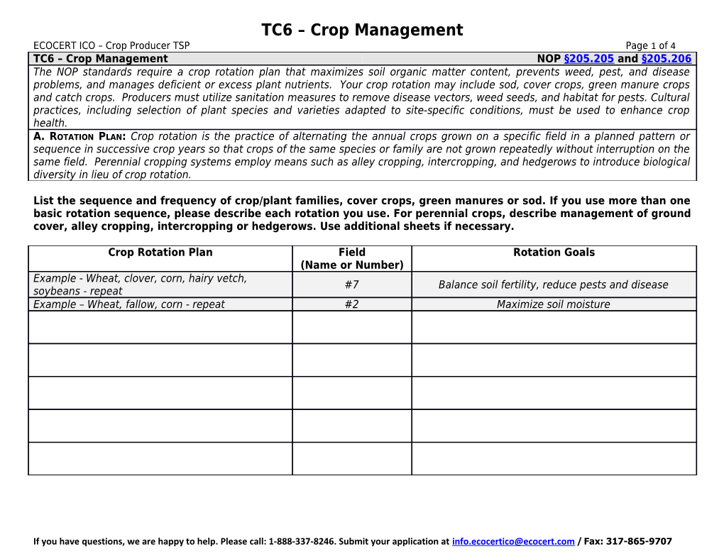 TC6 Crop Management