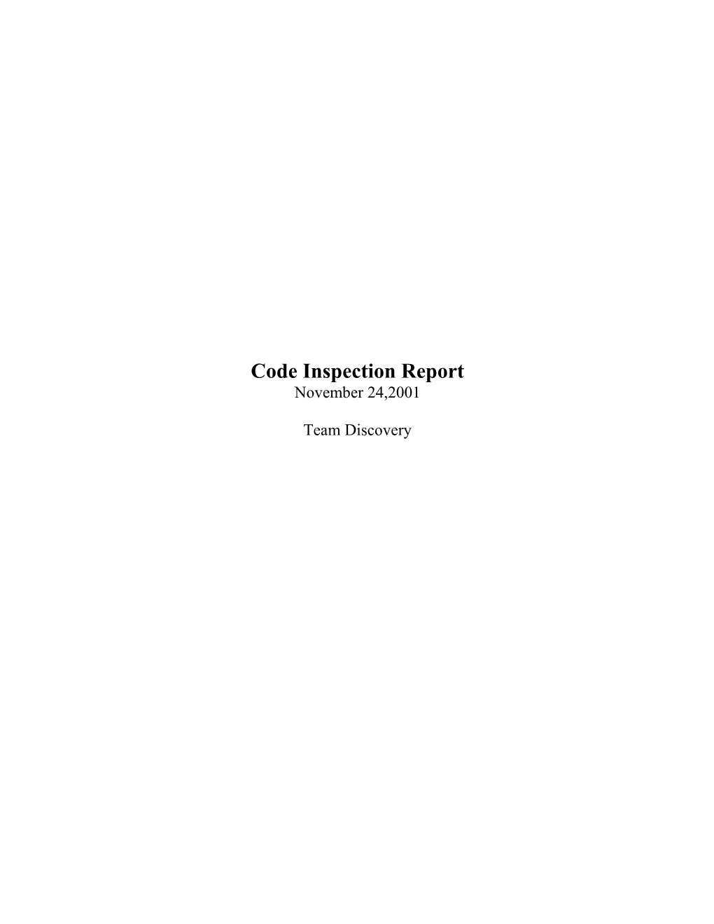 Code Inspection Report