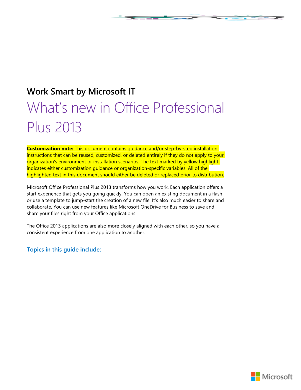 Work Smart: What S New in Office Professional Plus 2013?